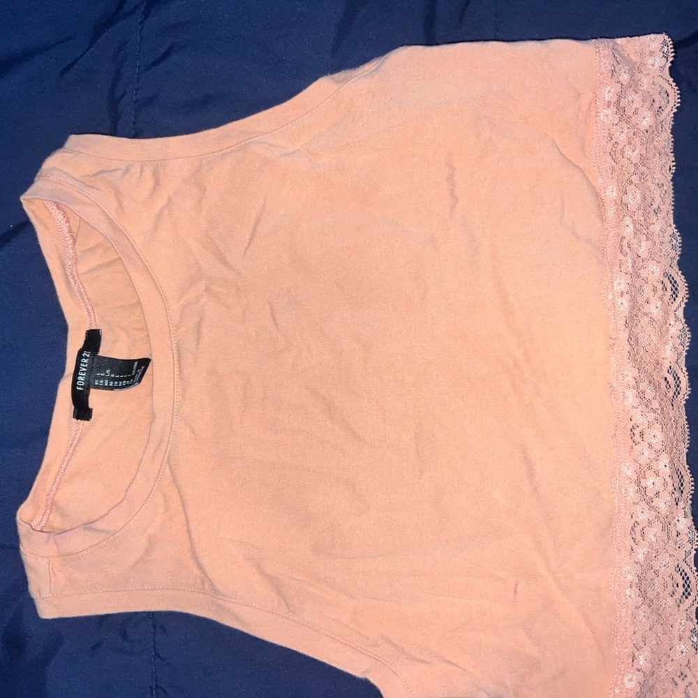 Forever 21 Coral Lace Hem Tank